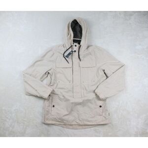 NEW Hollister Jacket Mens Small Brown Tan Pullover Zip Hooded Logo Preppy Casual